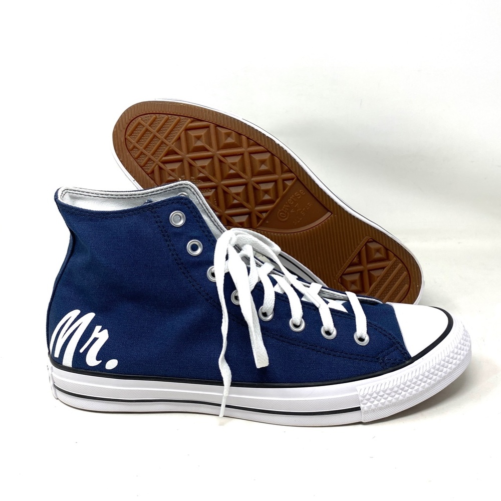 Converse Chuck Taylor High Wedding Blue Canvas Men’s Sneaker Custom 171212C-BUWT - Picture 2 of 10